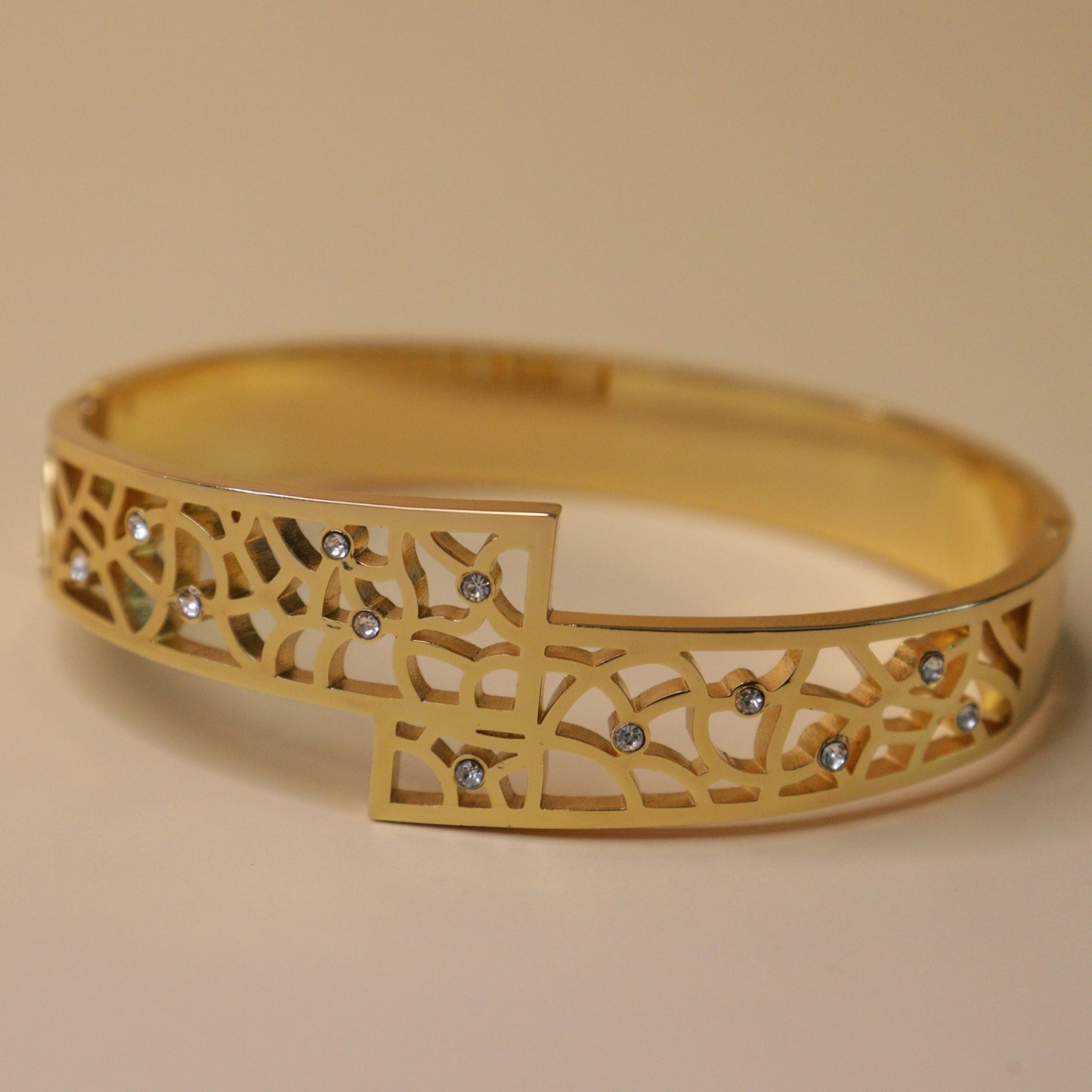 Gold-Toned Lattice Cut-Out Bracelet