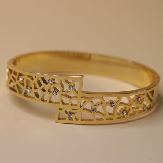 Gold-Toned Lattice Cut-Out Bracelet