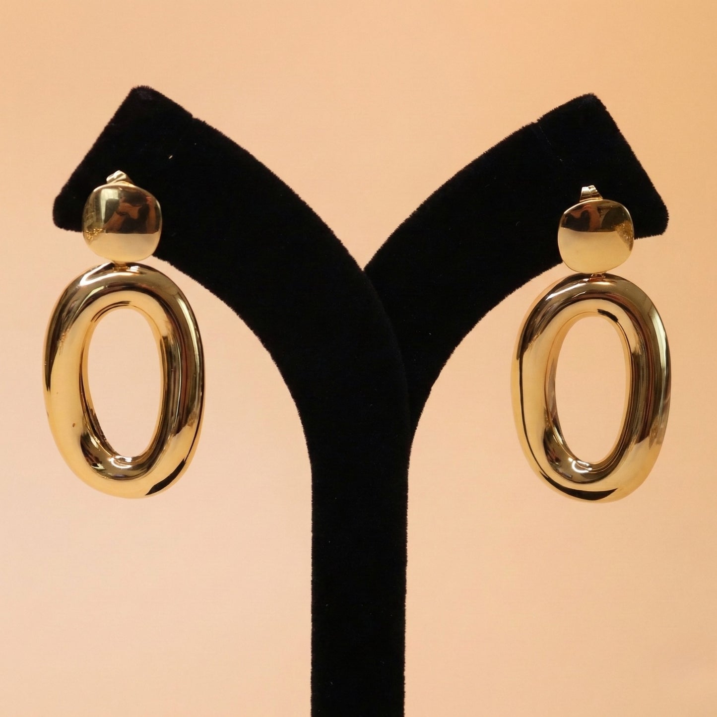 Gold Oval Statement Earrings