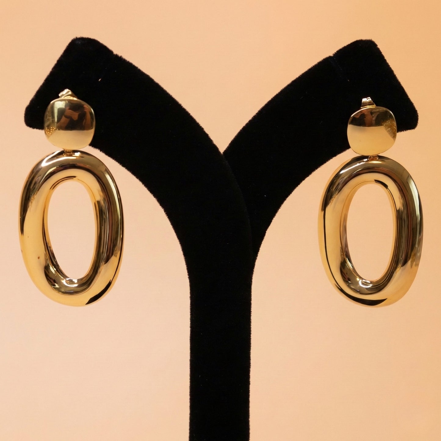 Gold Oval Statement Earrings