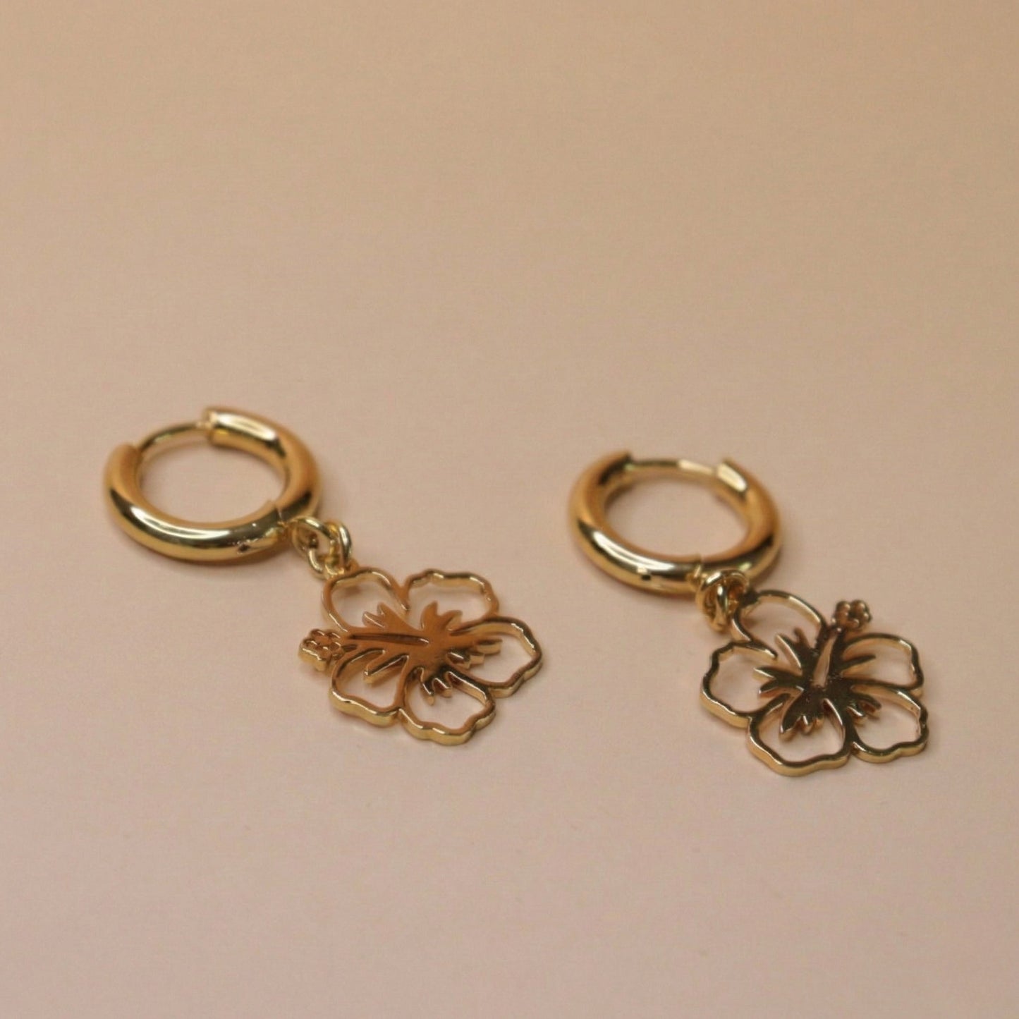 Hibiscus Huggies Earrings