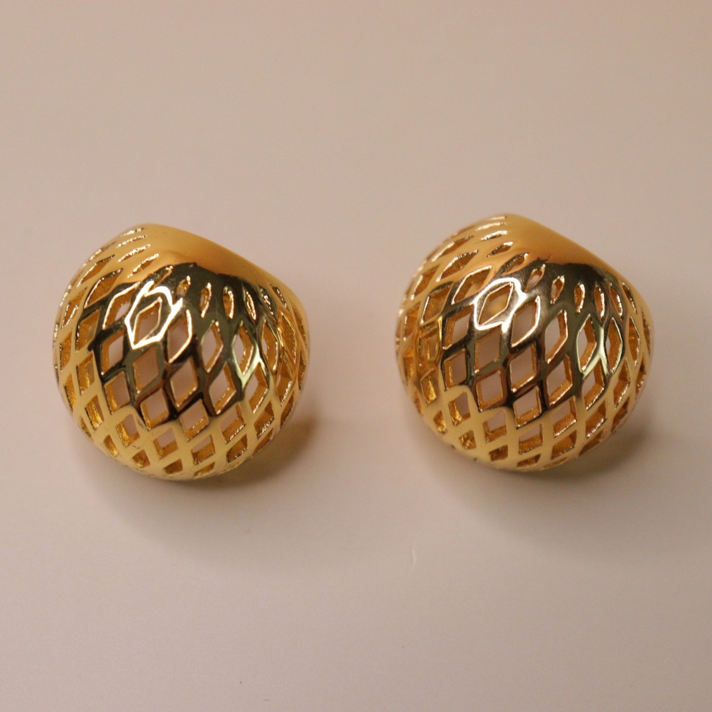 Gold Lattice Ball Earrings