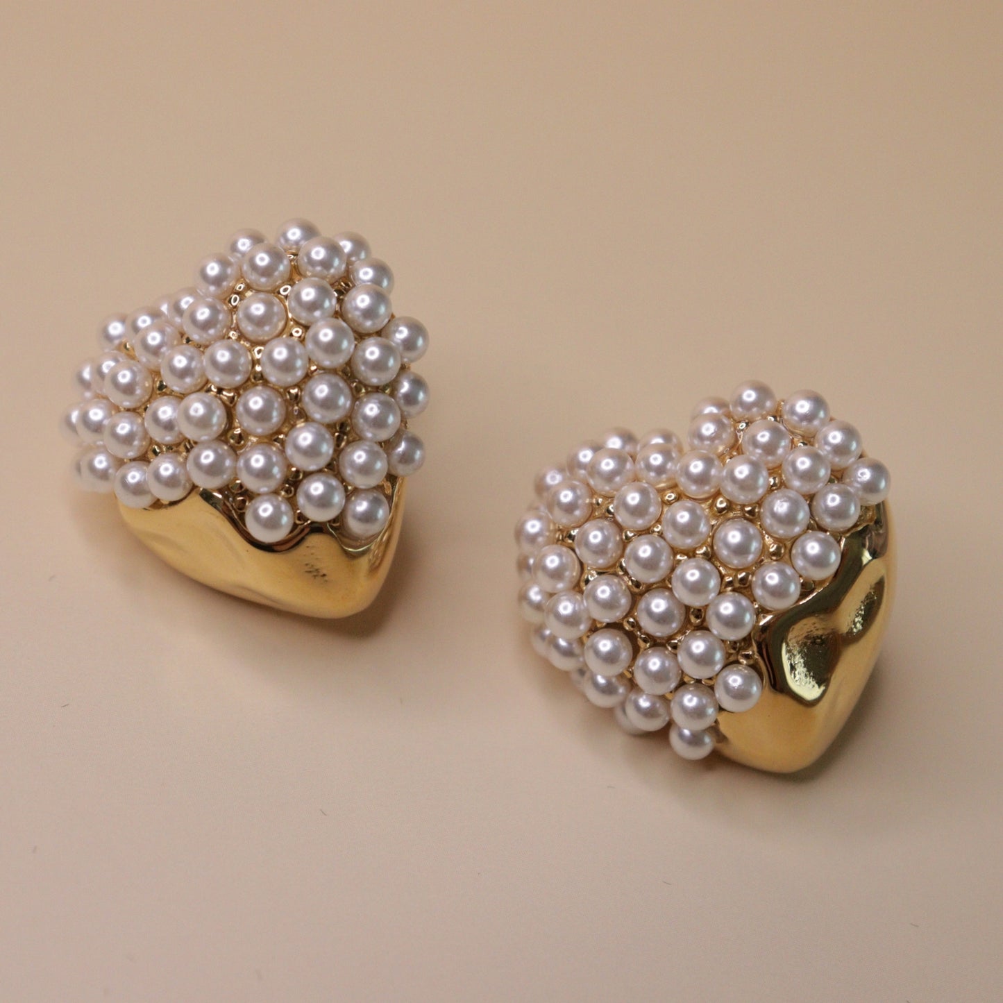 Pave Pearl Heart Earrings