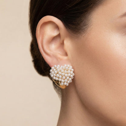 Pave Pearl Heart Earrings