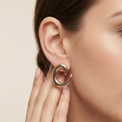 Fluid Gold Curve Earrings