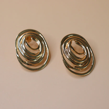 Abstract Layered Oval Earrings