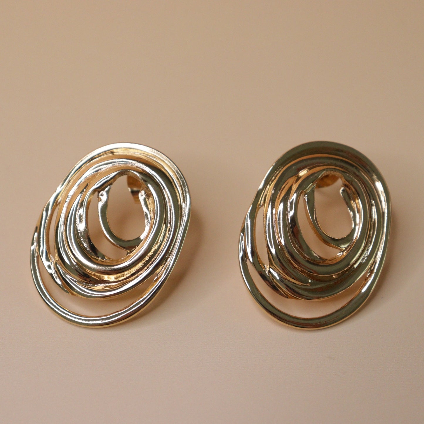 Abstract Layered Oval Earrings