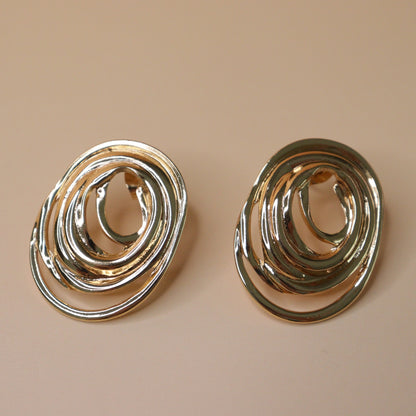 Abstract Layered Oval Earrings