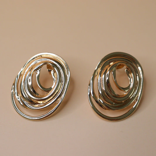 Abstract Layered Oval Earrings