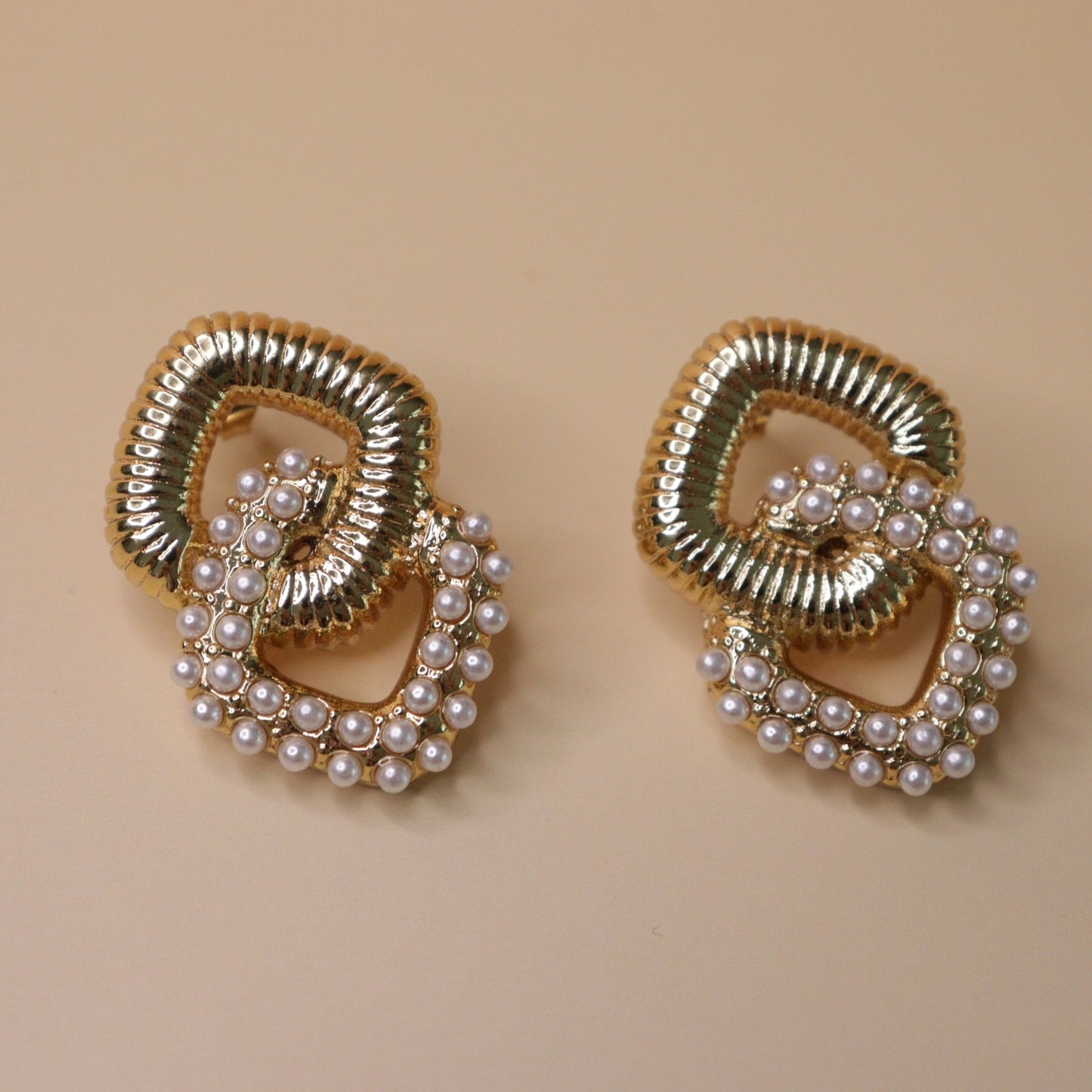 Gilded Pearl Interlock Earrings