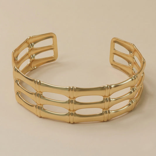 Golden Bamboo Cuff Bracelet