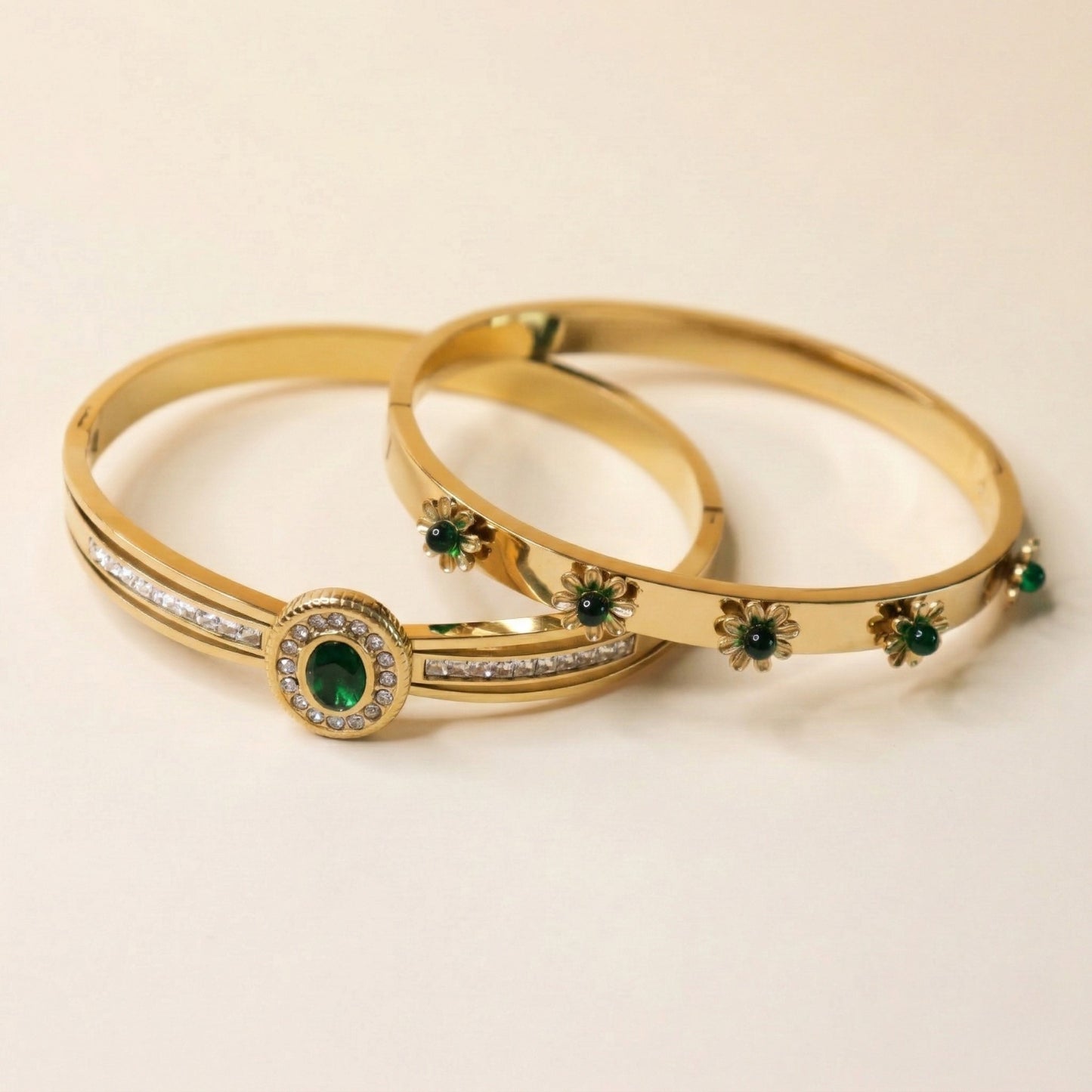 Emerald Flora Bracelet Stack