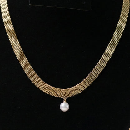 Golden Pearl Mesh Neck Chain