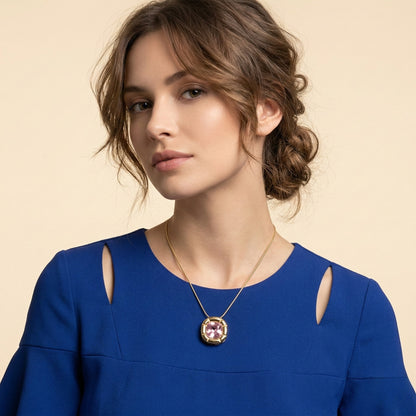 Bezel Cushion Solitaire Neck Chain