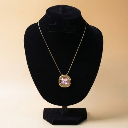 Bezel Cushion Solitaire Neck Chain
