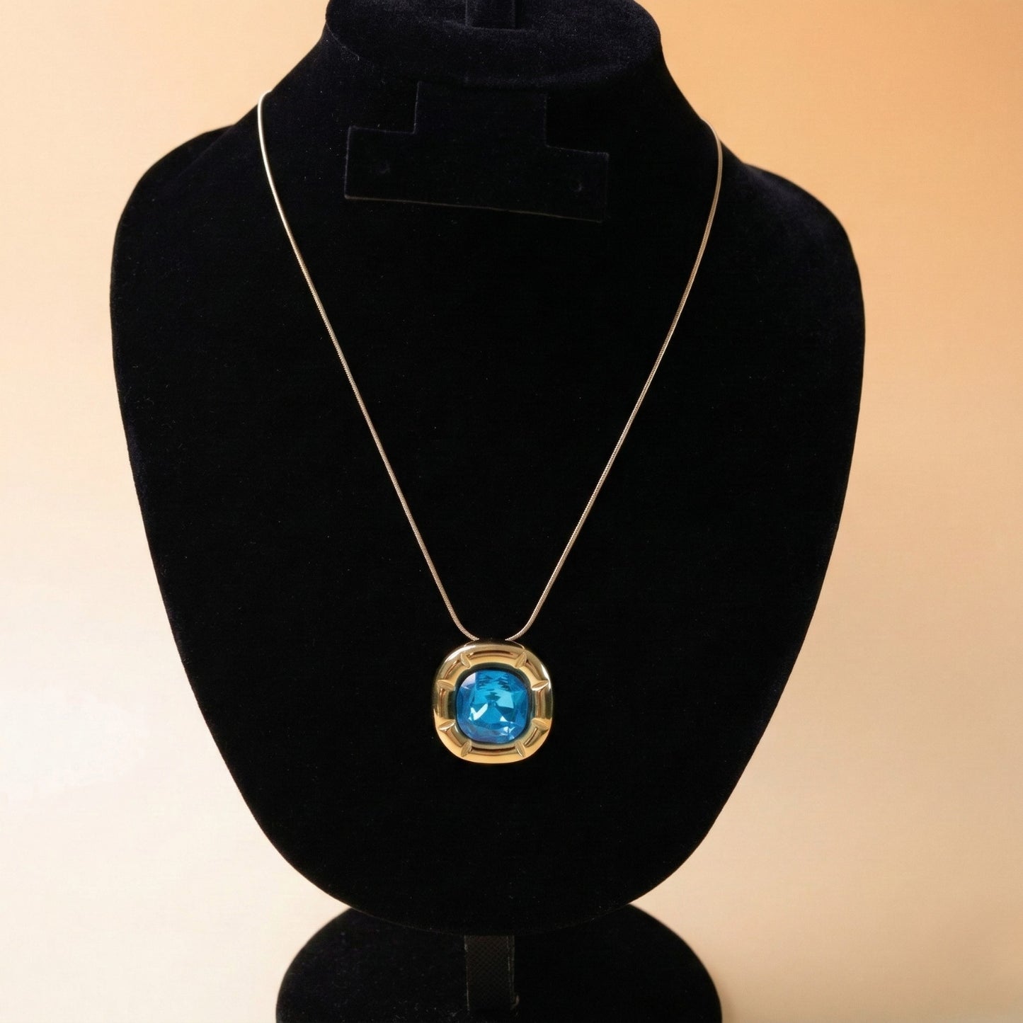 Bezel Cushion Solitaire Neck Chain