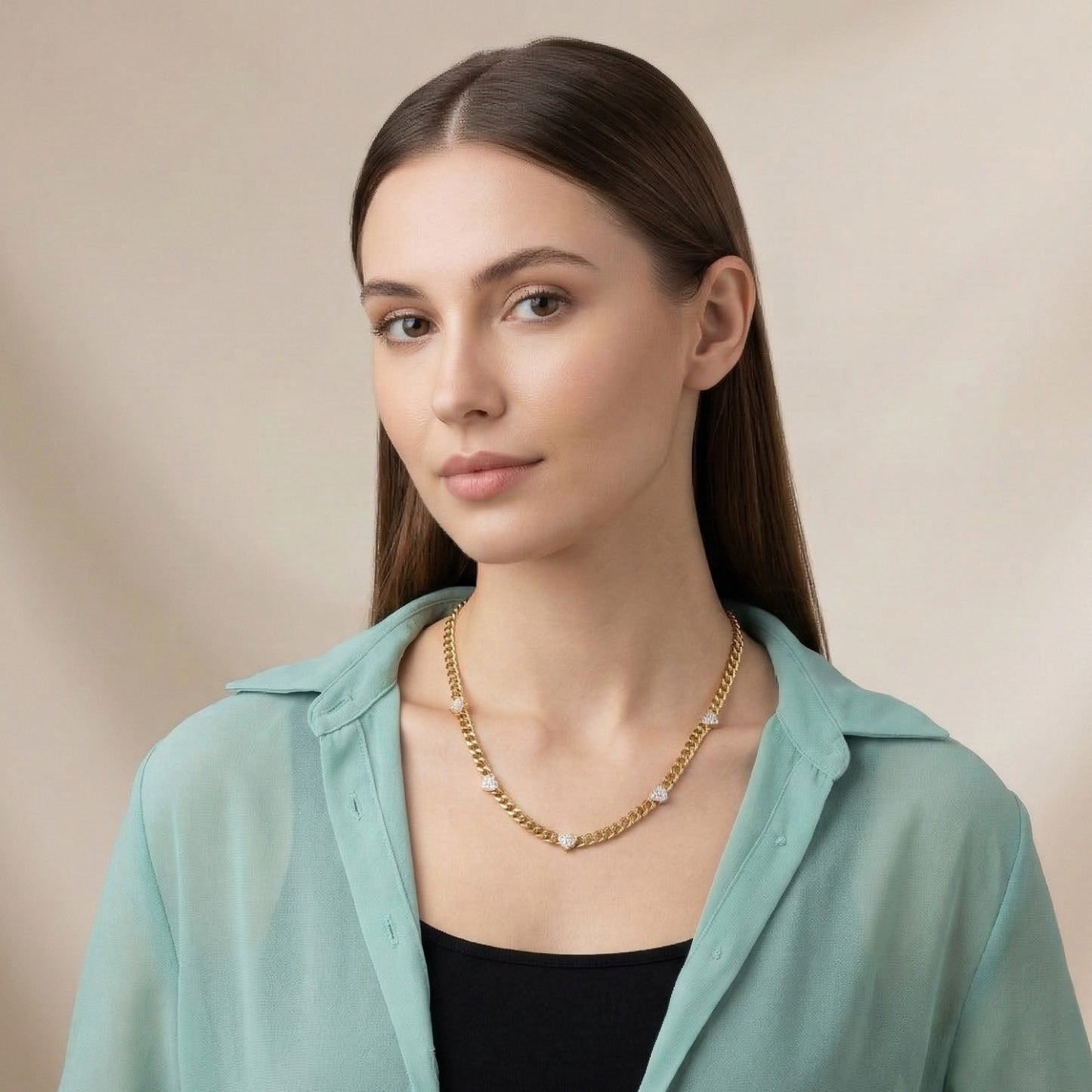 Golden Heart Link Neck Chain