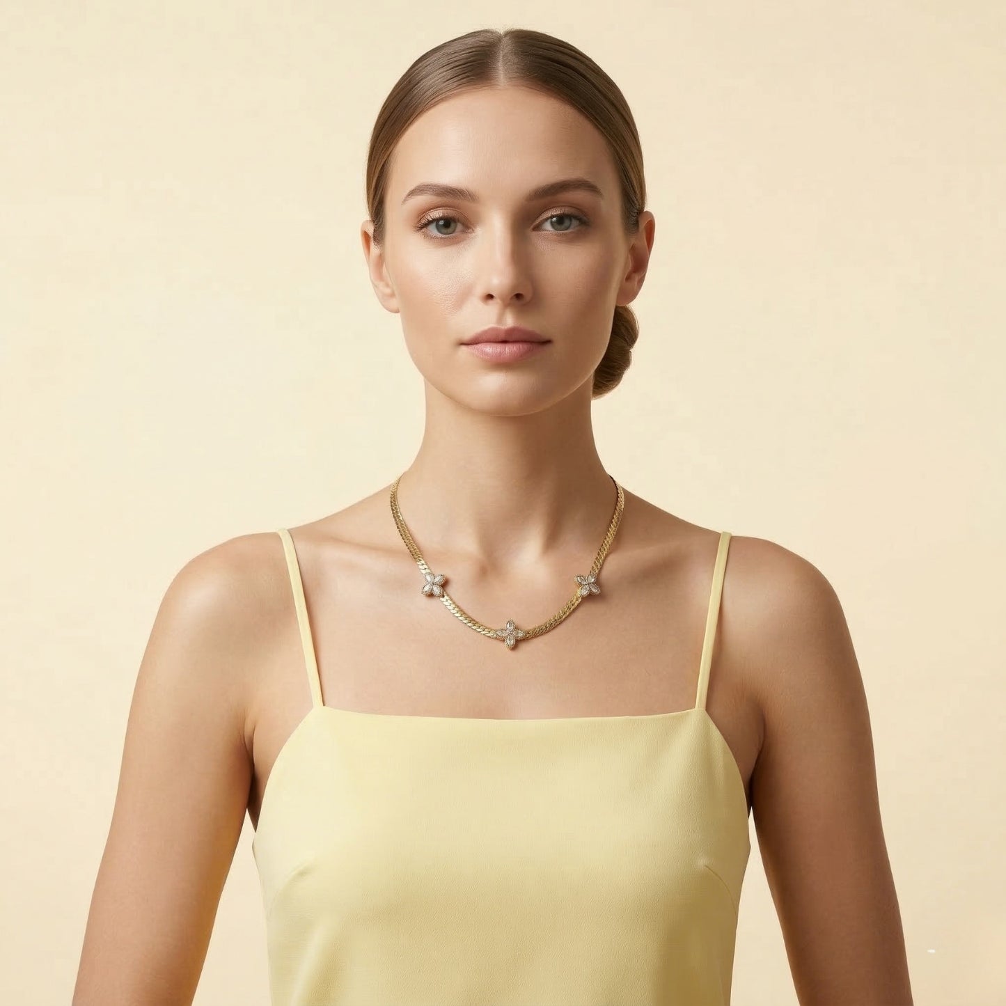 Radiant Petal Herringbone Neck Chain