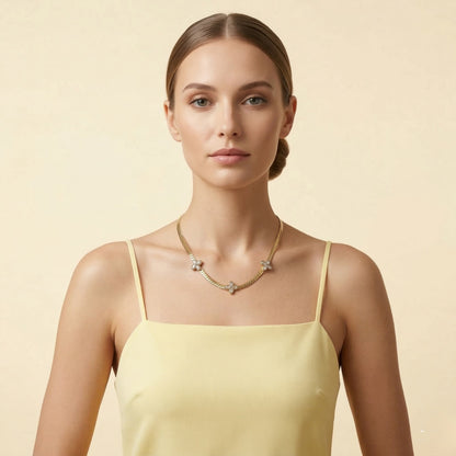 Radiant Petal Herringbone Neck Chain