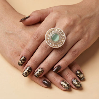 Celadon Pearl Halo Ring