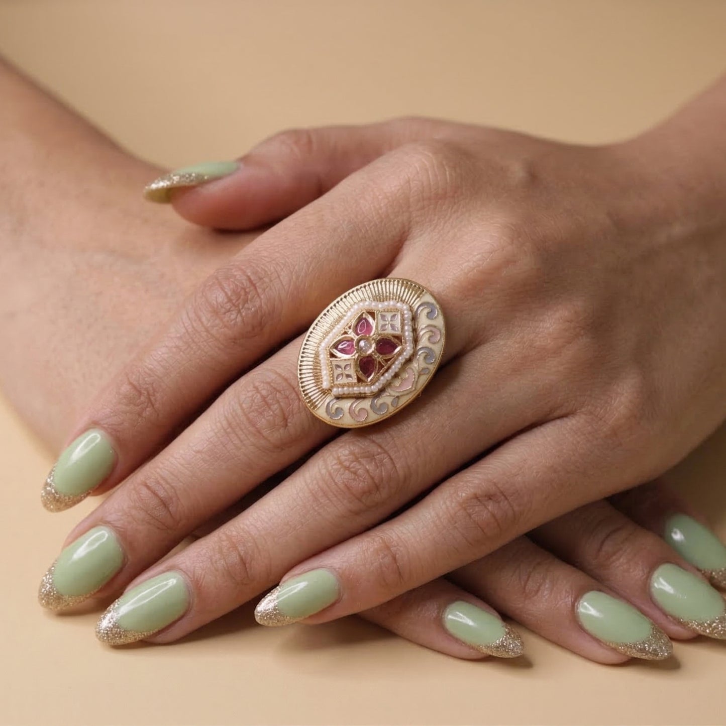 Royal Gulab Medallion Ring