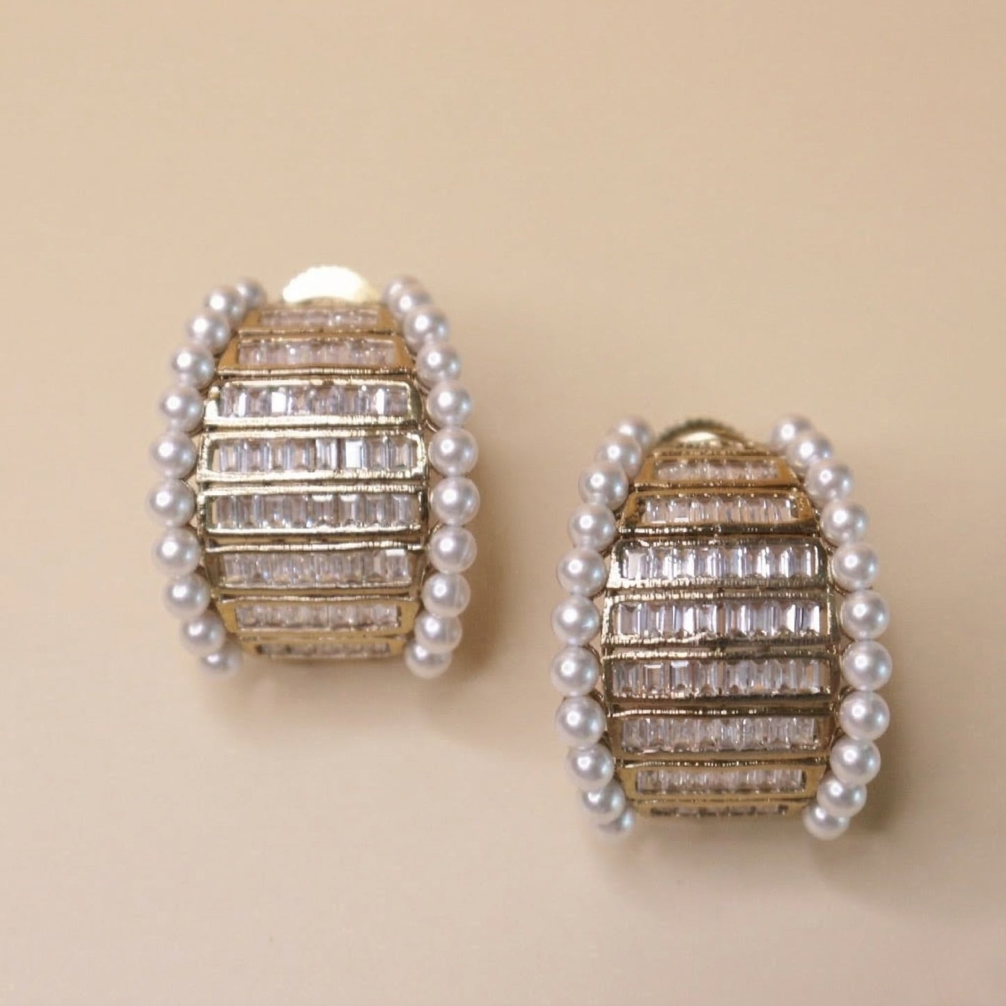 Pearl Baguette Arcade Earrings