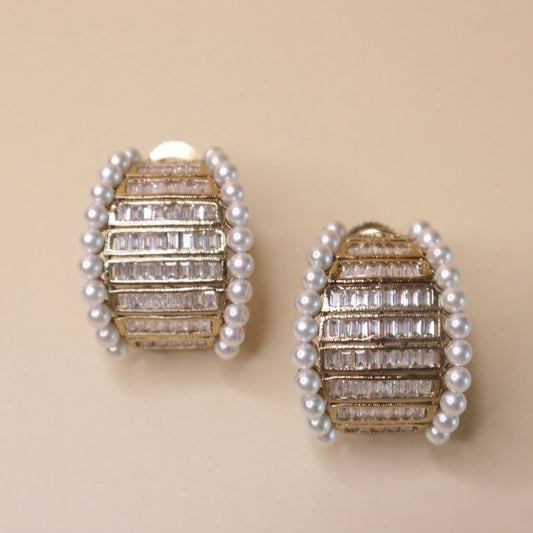 Pearl Baguette Arcade Earrings