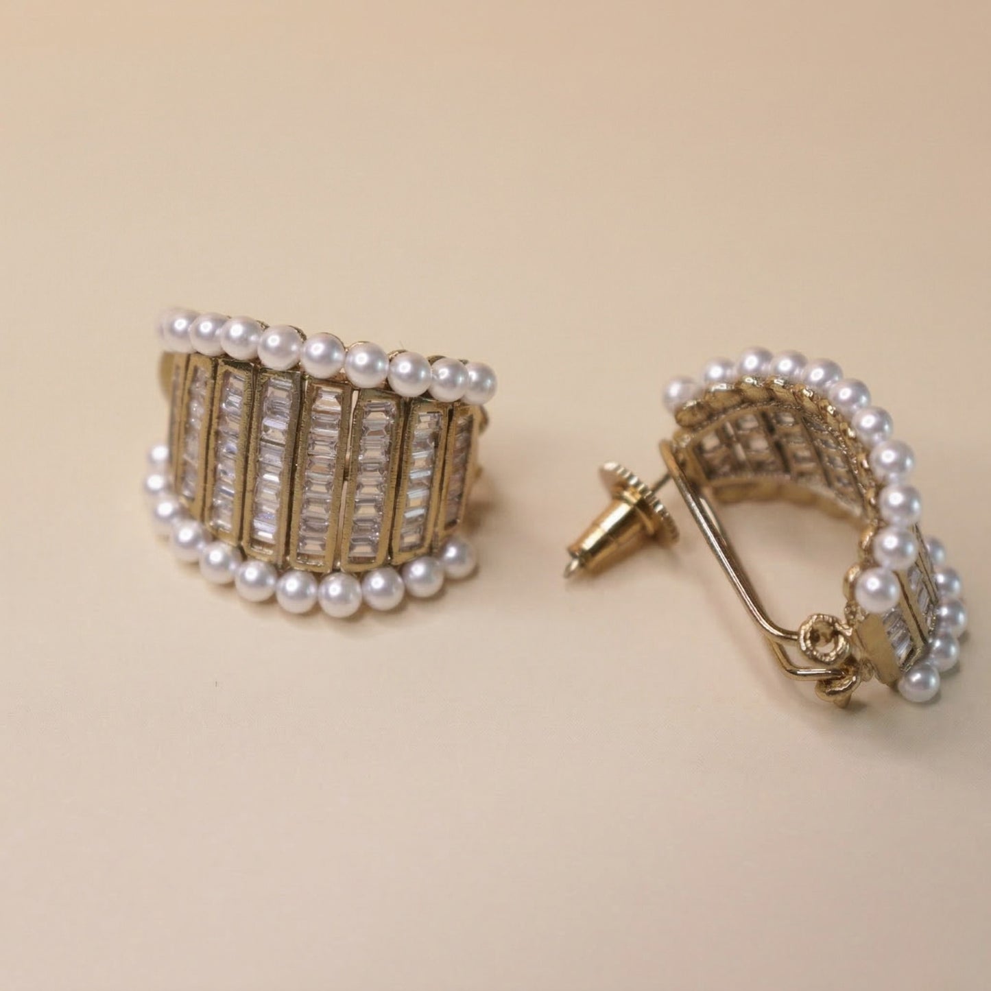 Pearl Baguette Arcade Earrings