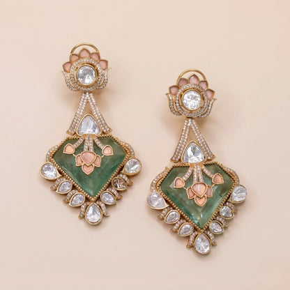Emerald Lotus Drops Earrings