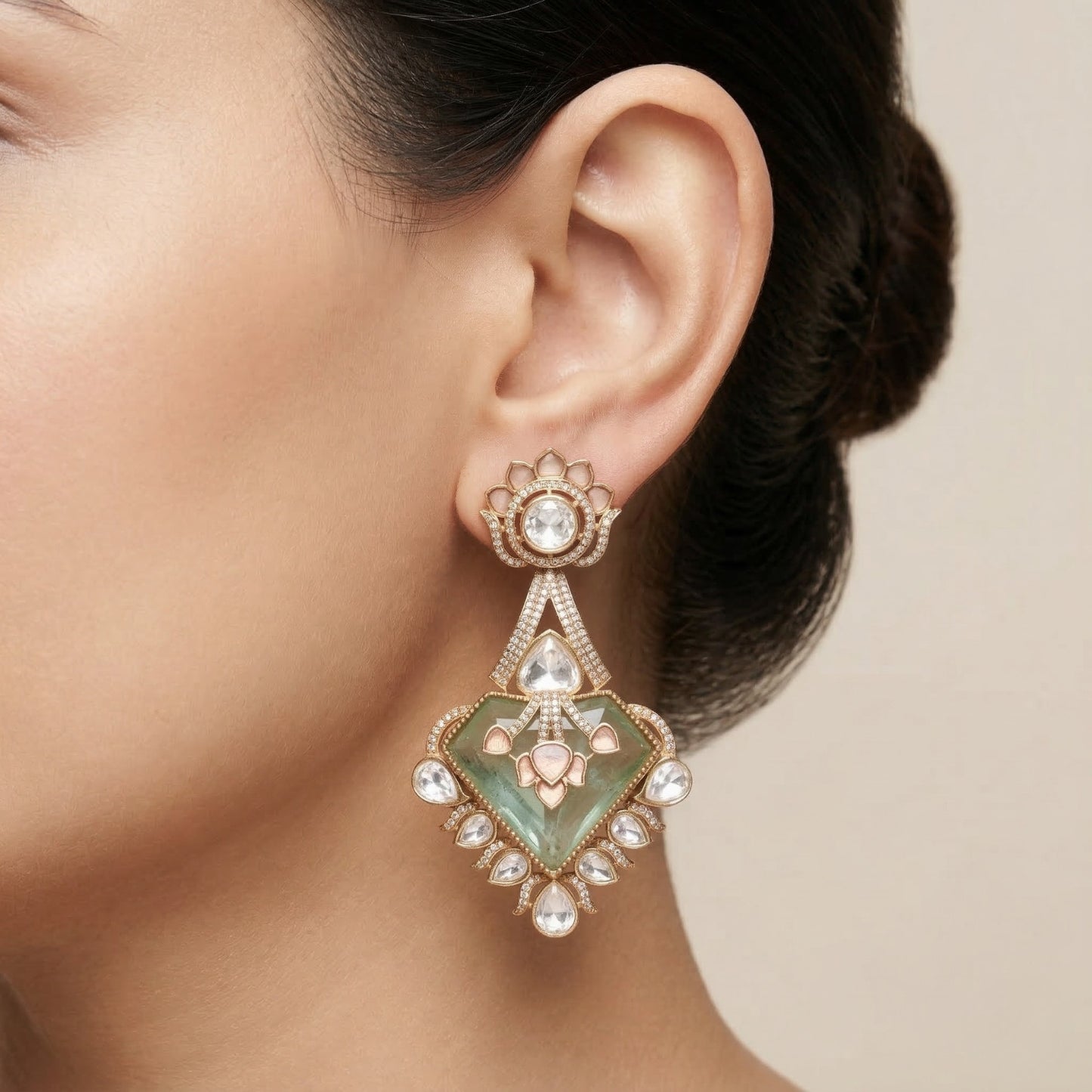 Emerald Lotus Drops Earrings