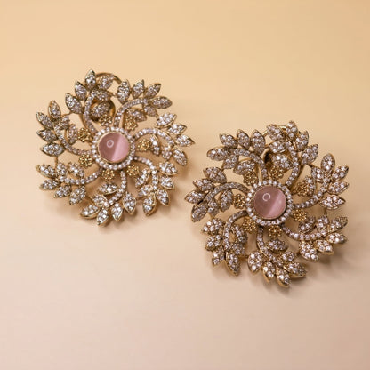 Blush Bloom Combo - 22K gold plated jewellery combo set close-up view - Mehraya