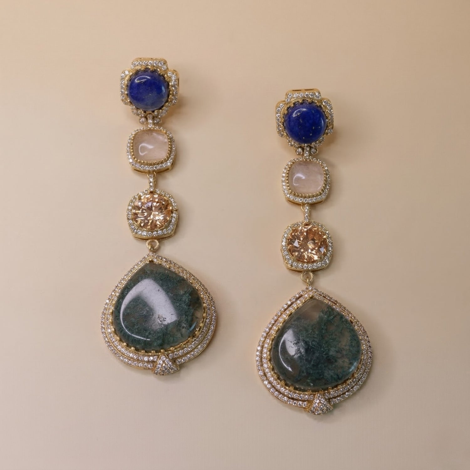 Royal Radiance Combo - 22K gold plated jewellery combo set close-up view - Mehraya