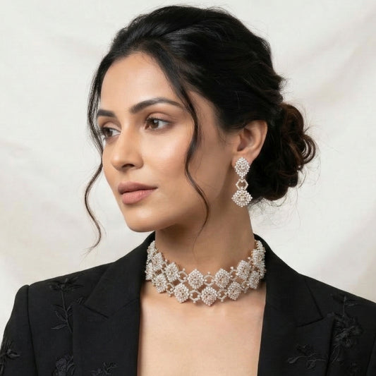 Lattice Pearl Choker Set