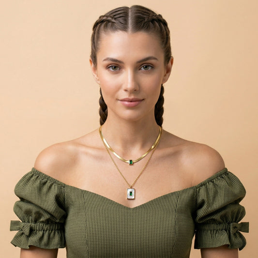 Golden Emerald Bliss Neck Chain