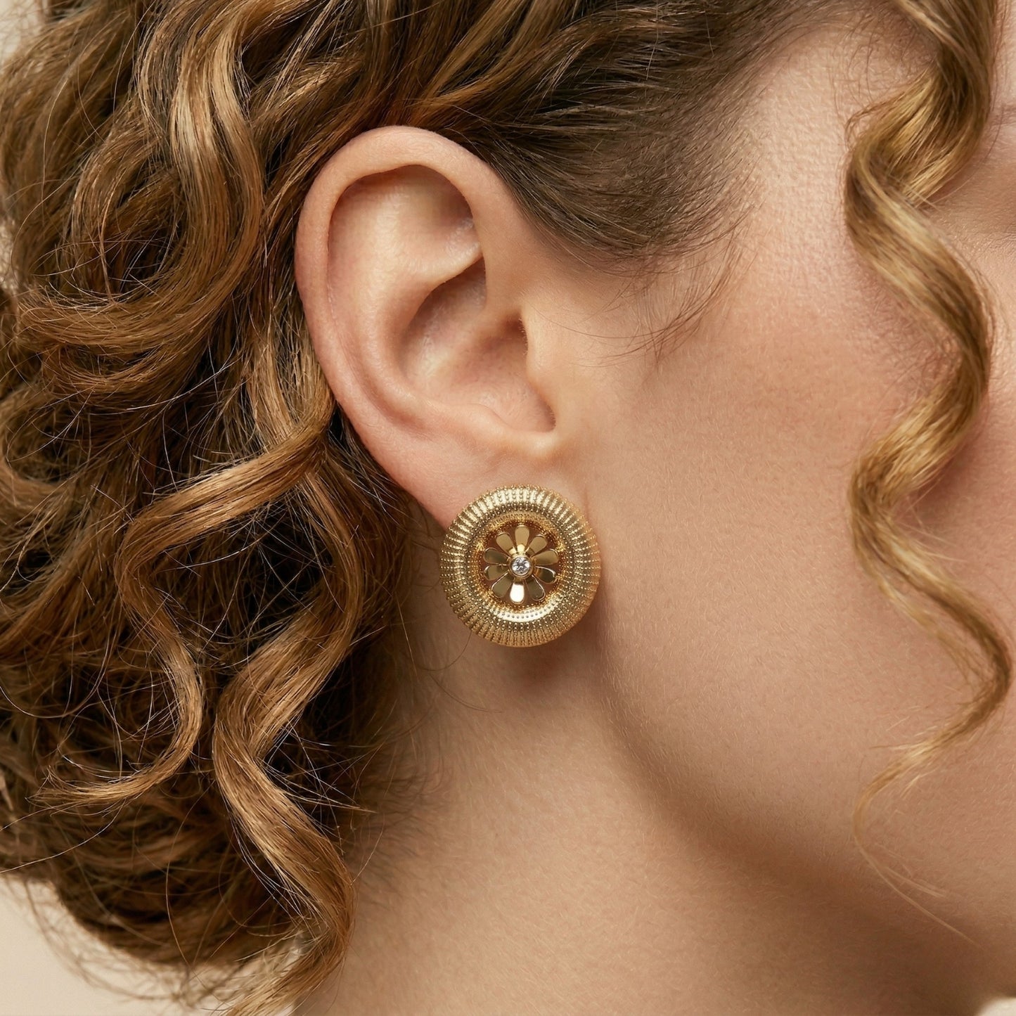Fluted Petal Circle Earrings