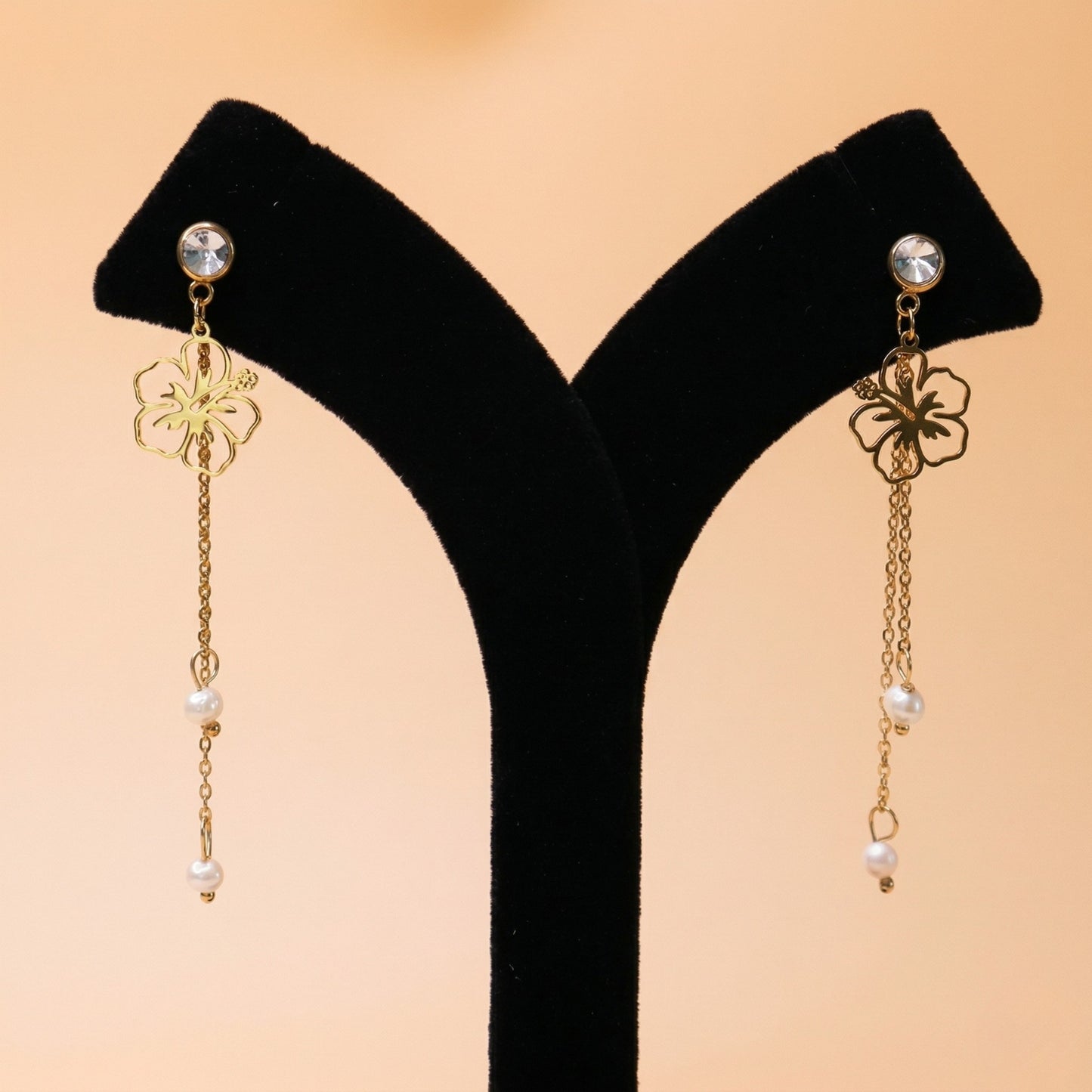 Golden Hibiscus Drops Earrings