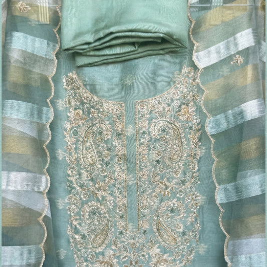Seafoam Zari Elegance Suit
