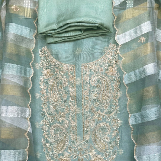 Seafoam Zari Elegance Suit