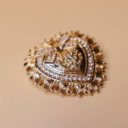 Gilded Heart Ribbon Brooch
