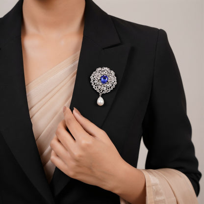Crystal Filigree Brooch