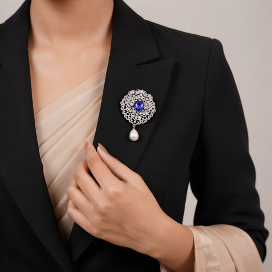 Crystal Filigree Brooch