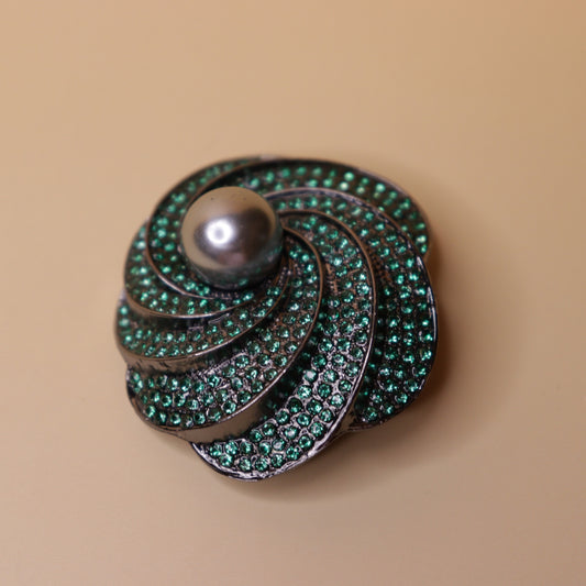 Emerald Whirl Brooch
