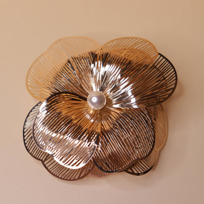 Golden Camellia Pearl Bloom Brooch