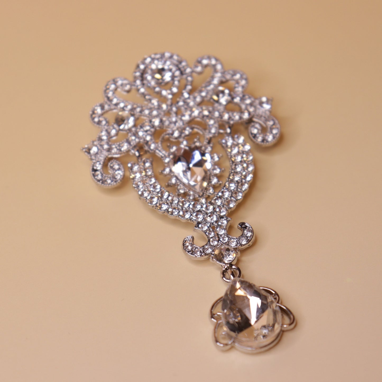 Regal Filigree Teardrop Brooch