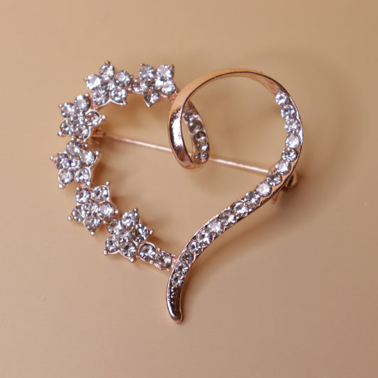Sweeping Floral Heart Brooch