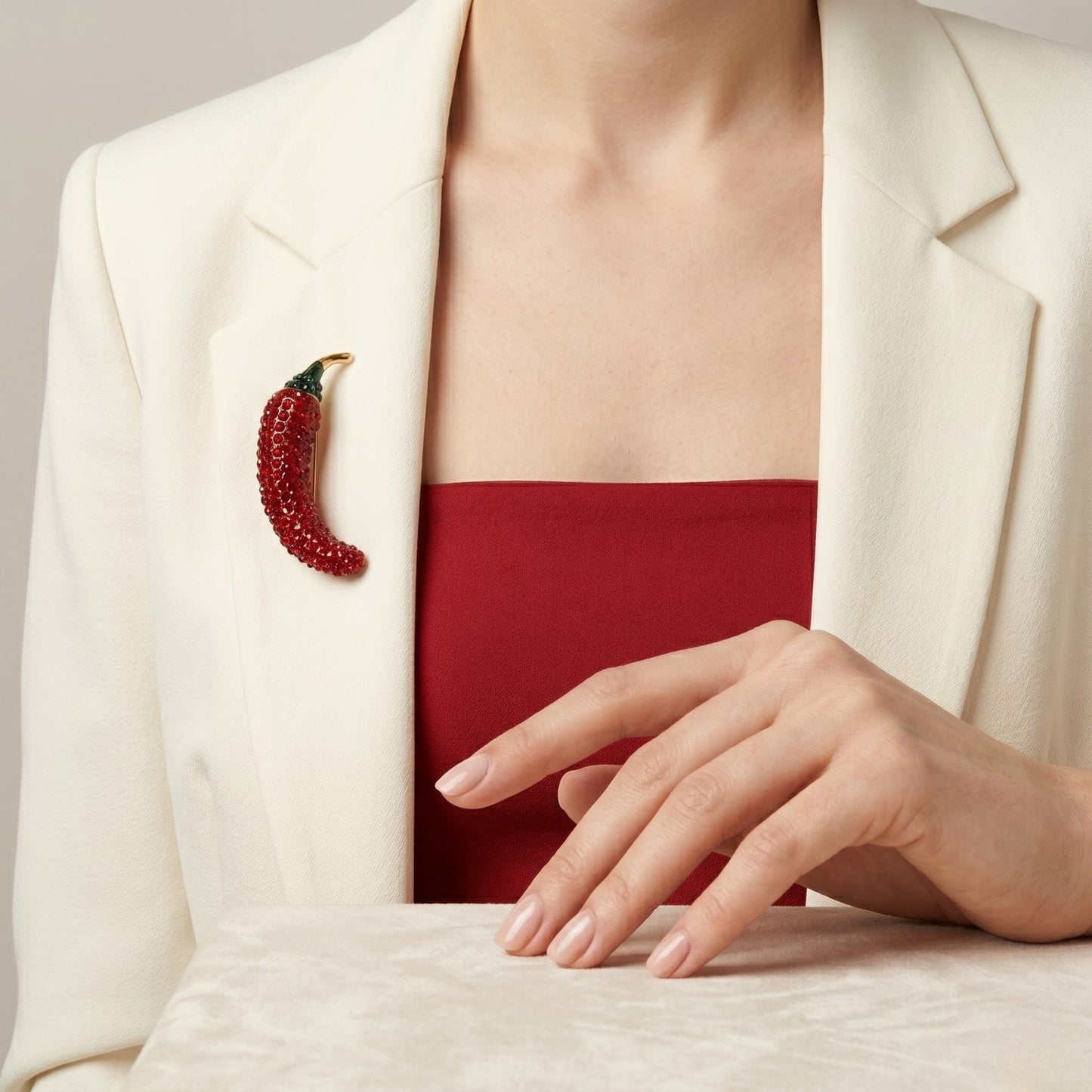 Fiery Red Chili Brooch