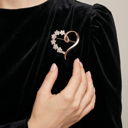 Sweeping Floral Heart Brooch