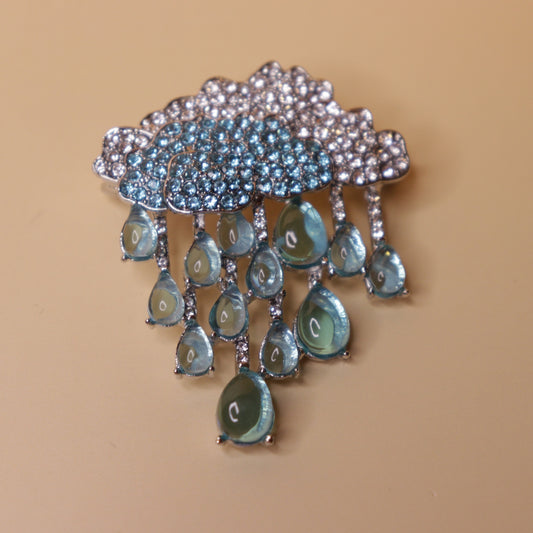 Azure Rainfall Brooch