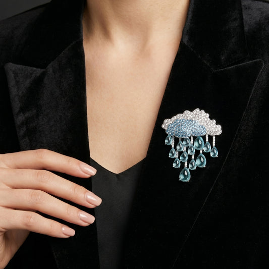 Azure Rainfall Brooch