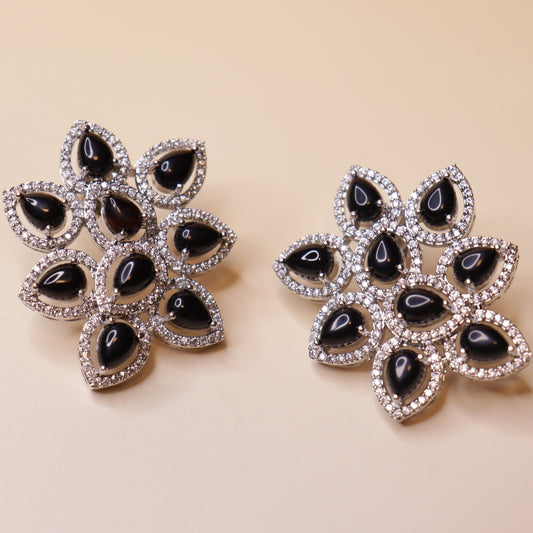 Onyx Floral Earrings